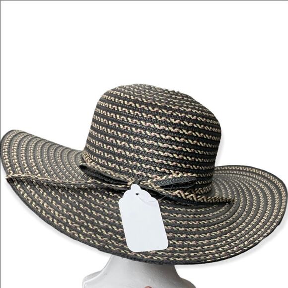 Jacobson Black and Brown Straw Sun Hat - Picture 1 of 5
